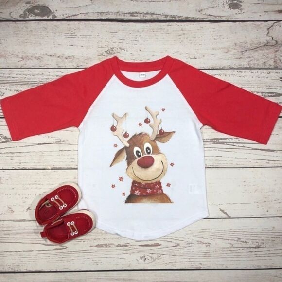 Reindeer Christmas Raglan T-Shirt Unisex - Picture 3 of 3
